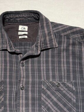 Quicksilver Mens Heavy Flannel Shirt XL Black/ Gray 100% Cotton